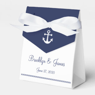 White Navy Blue Nautical Wedding Favour Boxes Tent
