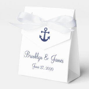 White Navy Blue Nautical Wedding Favour Boxes Tent