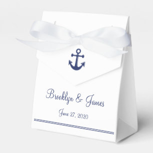 White Navy Blue Nautical Wedding Favour Boxes Tent