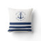 White Navy Blue Stripes Family Monogram Nautical