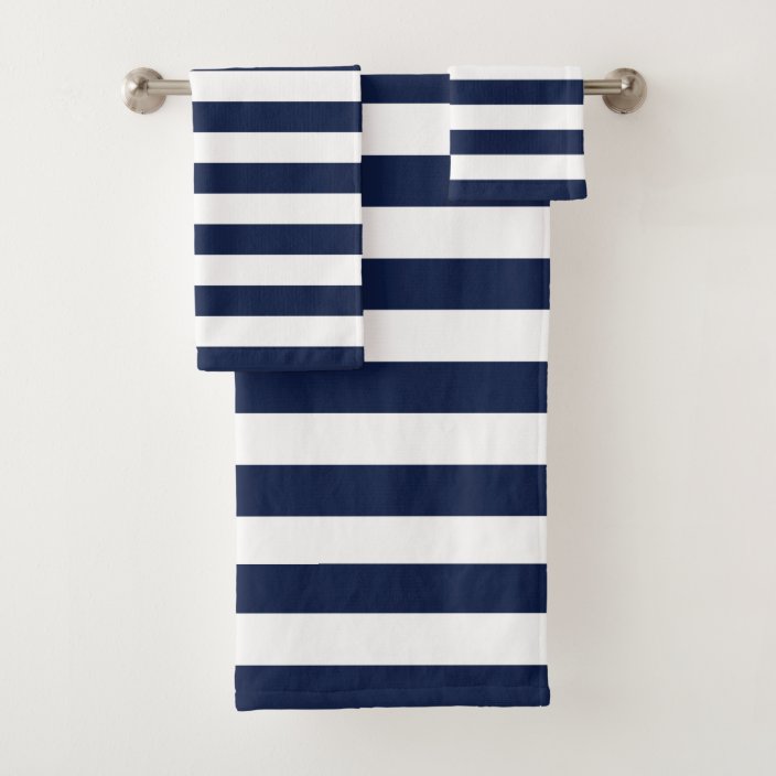 White Navy Blue Stripes Pattern {pick your color} Bath Towel Set Zazzle.co.uk