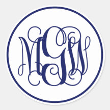 White Navy Blue Vine Script Monogram, DIY BG