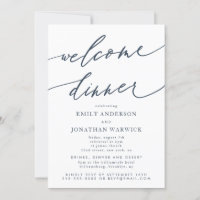 White Navy Blue Wedding Welcome Dinner