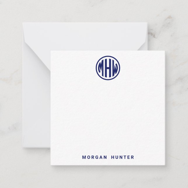 White Navy Circle Monogram Font DIY BG Card (Front)