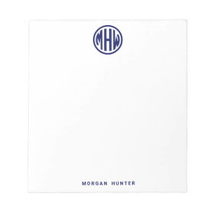 White Navy Circle Monogram Font DIY BG Notepad