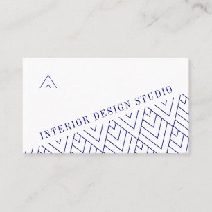White navy geometric minimalist interior designer business card
