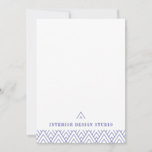 White navy minimalist geometric business note card