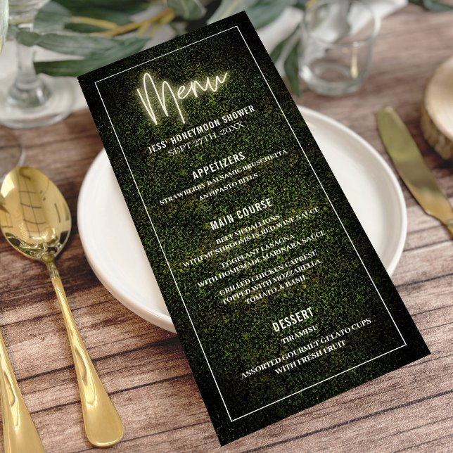 White Neon Boxwood Greenery Party Shower Wedding  Menu (Creator Uploaded)