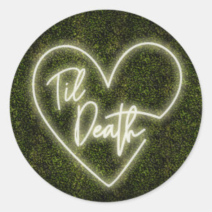 White Neon Boxwood Til Death Wedding Classic Round Sticker