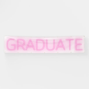 White NEON Huge PINK Modern Grad Announcement Banner