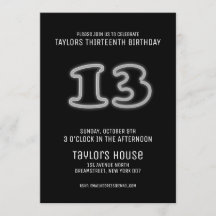 White Neon Sign 13th Trendy Birthday Party