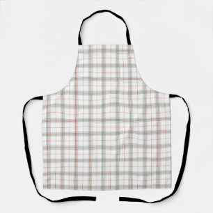 White Neutral Christmas Tartan Plaid Apron