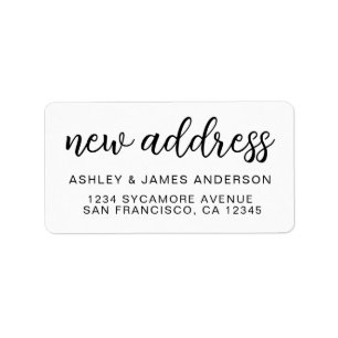 White New Address Announcement Seal Label