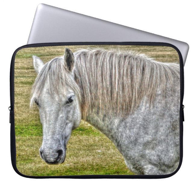 White New Forest Pony Wild Horse Laptop Sleeve (Front)