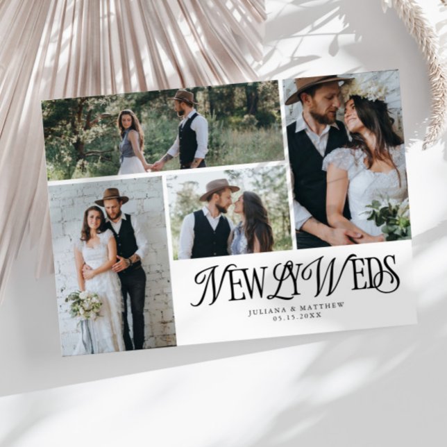 White Newlyweds Multi Photo Wedding Announcement (Creator Uploaded)