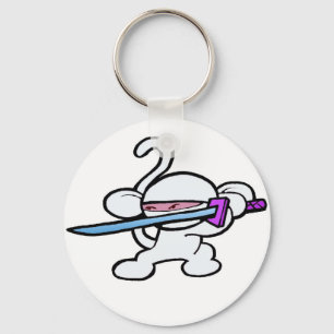 White Ninja On Guard-No Words Key Ring