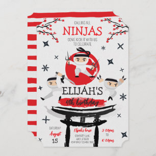 White Ninja Warrior Martial Arts Birthday Invitation