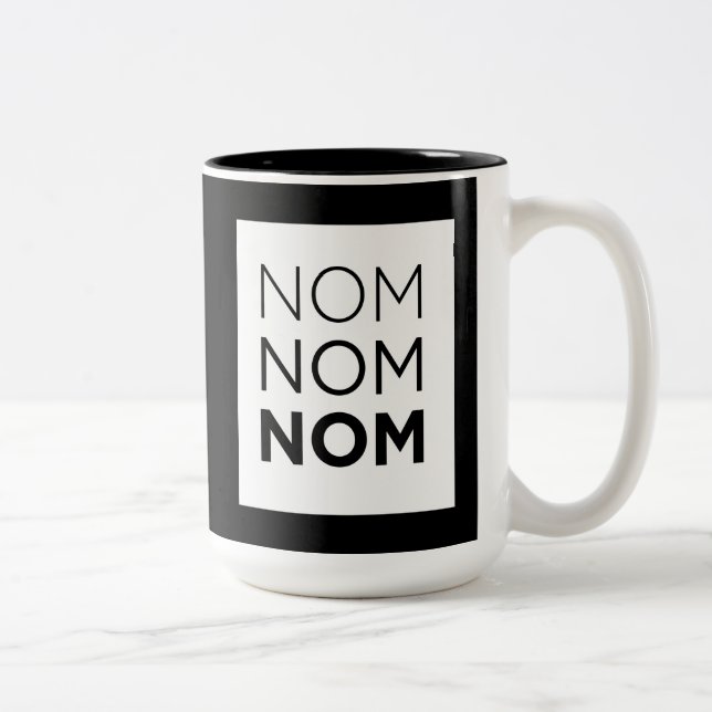 White Nom Nom Nom Two-Tone Coffee Mug (Right)