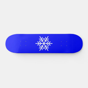 White Nordic Snowflake Royal Blue Background Skateboard