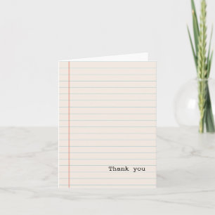 White Notebook Paper Thank You Card
