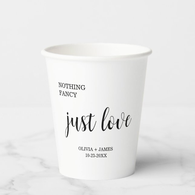 White Nothing Fancy Just Love Wedding  Paper Cups (Front)