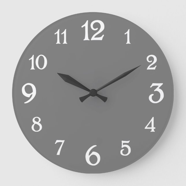 White Number on Grey Retro Wall Clock (Front)