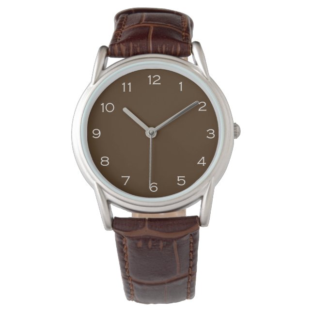 White Numbers On Brown wacnt Watch (Front)