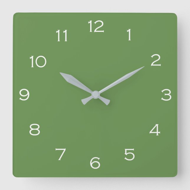 White Numbers On Green wccn Square Wall Clock (Front)