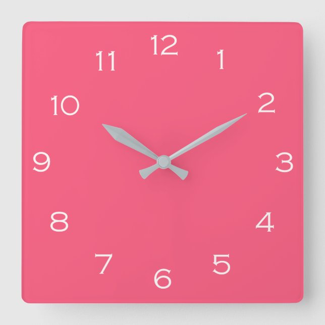 White Numbers On Pink wccnt Square Wall Clock (Front)
