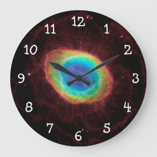 White Numbers Ring Nebula Celestial Space Photo Large Clock