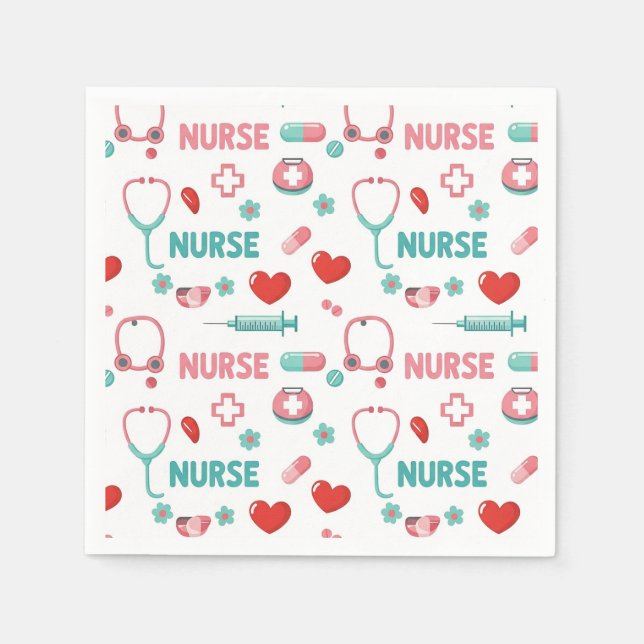 White Nurse Life Seamless Pattern (1) Napkin (Front)