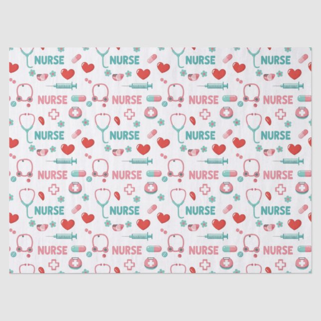 White Nurse Life Seamless Pattern (1) Tissue Paper (Front)