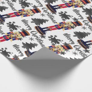 White Nutcracker Soldier Christmas Wrapping Paper