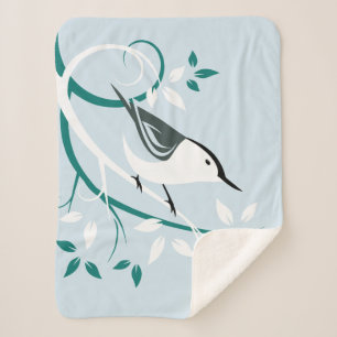 White Nuthatch Sherpa Blanket