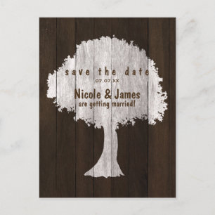 White Oak Tree Wood Rustic Save The Date Postcard