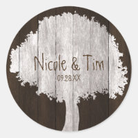 White Oak Tree & Wood Rustic Wedding Favour Sticke