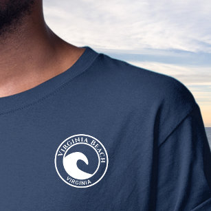 White Ocean Wave Circle Design Virginia Beach T-Shirt