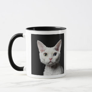 White odd-eyed cat mug