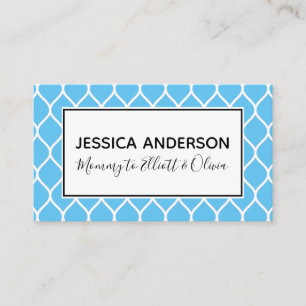 White Ogee & Blue Mommy Playdate Calling Card