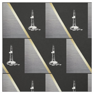 White Oil Drilling Rig on Black with Silver/Grey Fabric