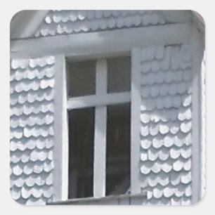 white old church in the mountains square sticker