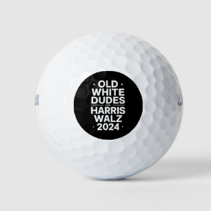 White Old Dudes for Harris Walz Democratic Politic Golf Balls