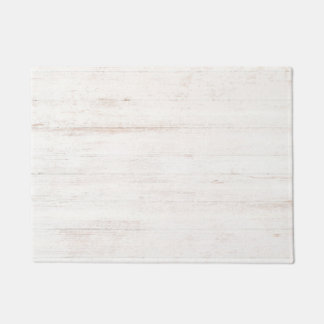 White Old Wood Background Doormat