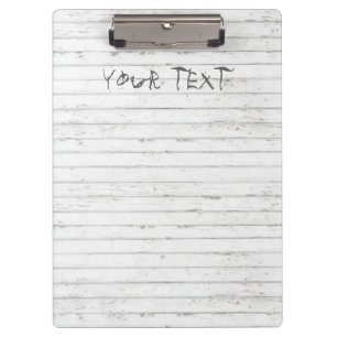 White Old Wood with Engraved Text Clipboard