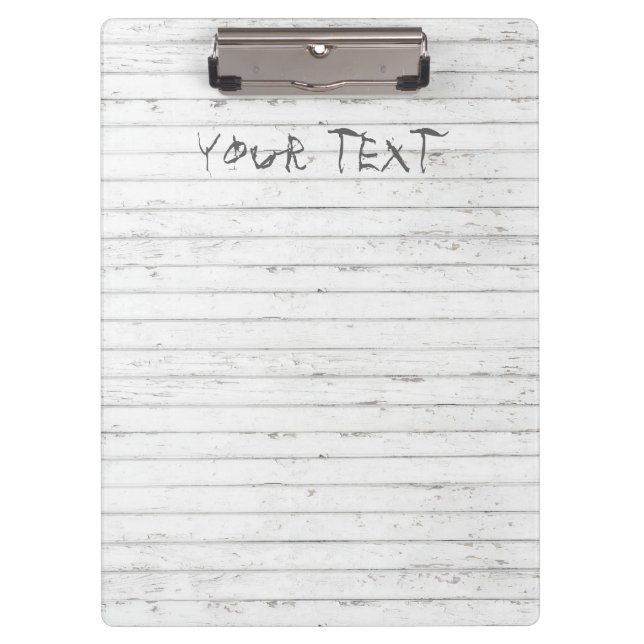 White Old Wood with Engraved Text Clipboard (Front)