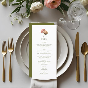 White & Olive   Chic Floral Rose Wedding  Menu