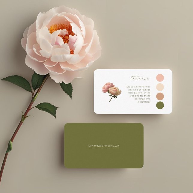 White & Olive | Pastel Rose Wedding Dress Code Enclosure Card (Creator Uploaded)