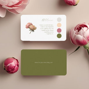 White & Olive Rose Wedding Attire Dress Code Enclosure Card