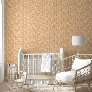 White Olive Tree Branch Mediterranean Pattern Wallpaper
