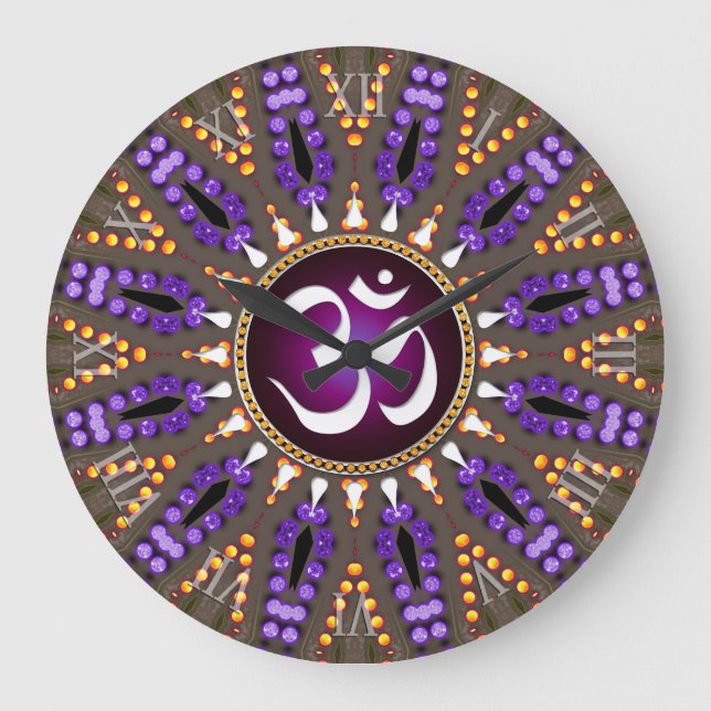 White OM Energy Bohemian Sunshine Large Clock (Front)